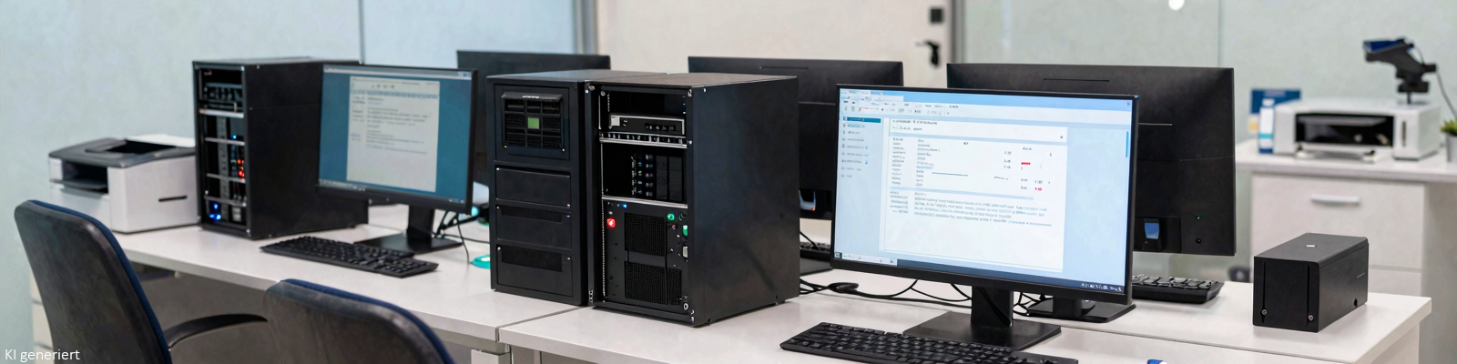 Monitore und PCs in einer Arztpraxis